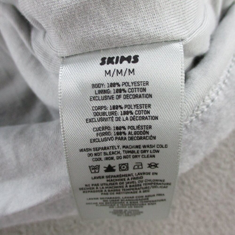 SKIMS Fleece Lounge Robe Womens Medium Gray Short Wrap Tie Sleepwear NWT - Picture 7 of 8